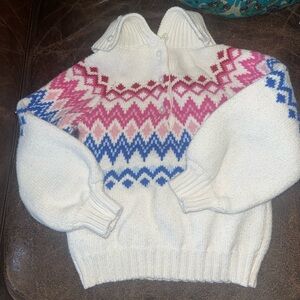 Girls Janie & Jack Sz 2T Cream Multi-Colored Fair-aisle Sweater